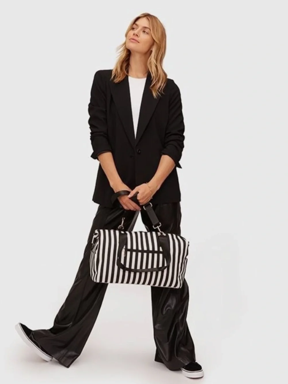 Alice + Olivia By Stacey Bendet  Positano Striped Travel Duffle Weekend Bag NWOT